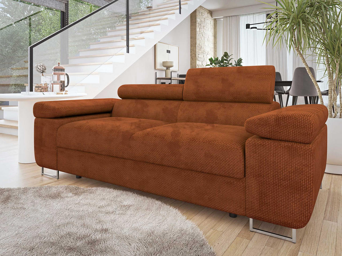 SOFA Torezio 2 - Dunkelorange, Holz/Textil (198/90/102cm) - MIRJAN24
