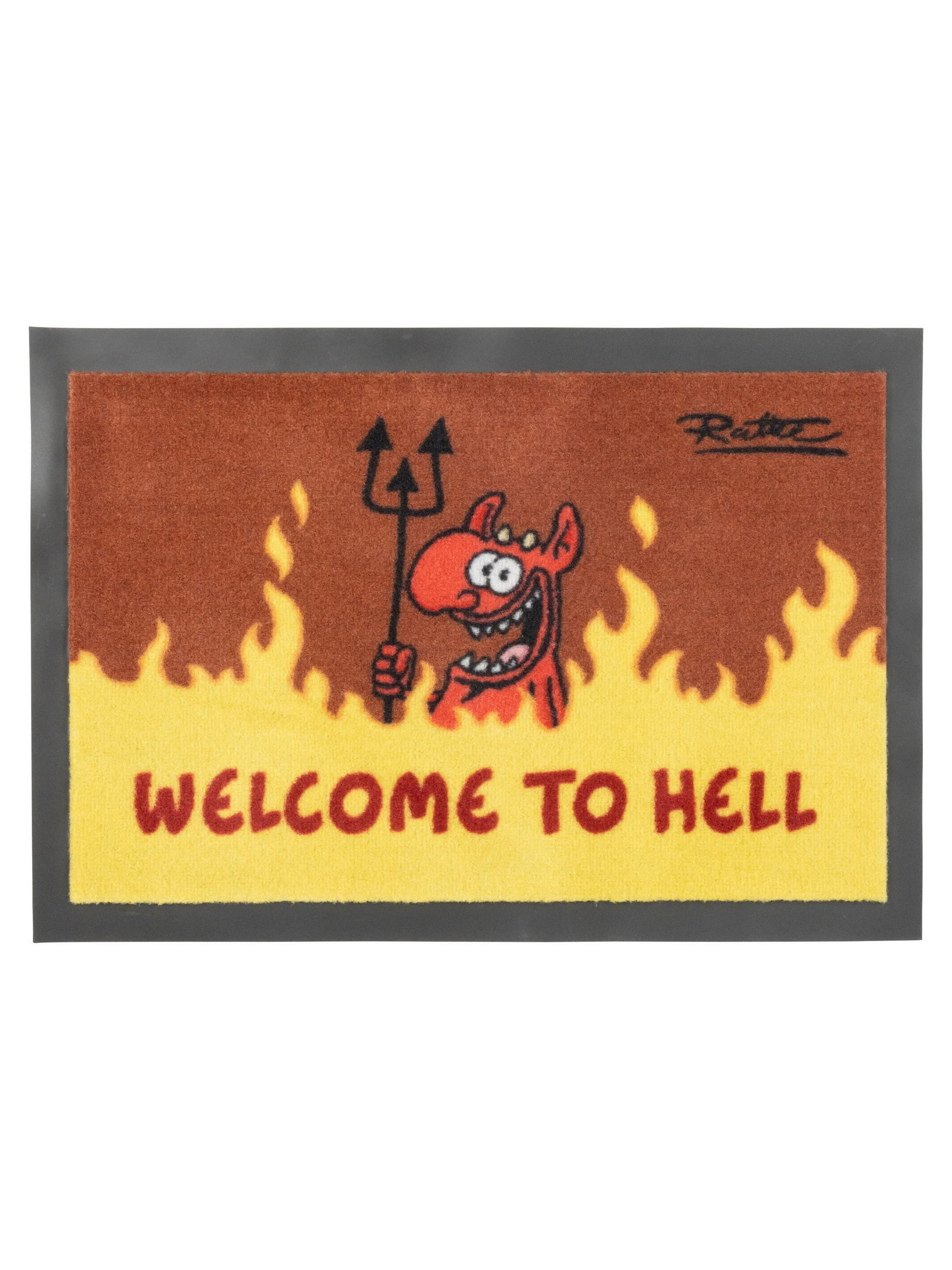 FUSSMATTE Ralph Ruthe Welcome to Hell Teufel Braun 39 x 58 cm - Braun, Kunststoff (39/58cm) - United Labels