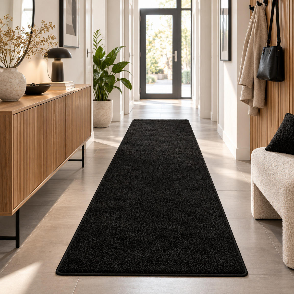 HOCHFLOR LANGFLOR TEPPICH LÄUFER COTTAGE - Schwarz, Textil (80/240cm) - Snapstyle