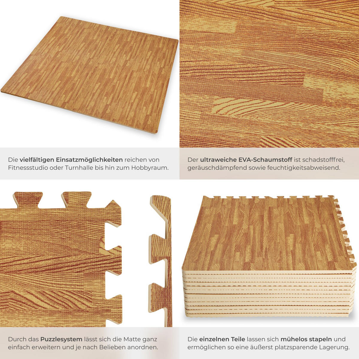 SCHUTZMATTENSET , leichte Reinigung und flexibel erweiterbar, holzdekor - Eiche Artisan, Kunststoff (124/307cm) - tectake