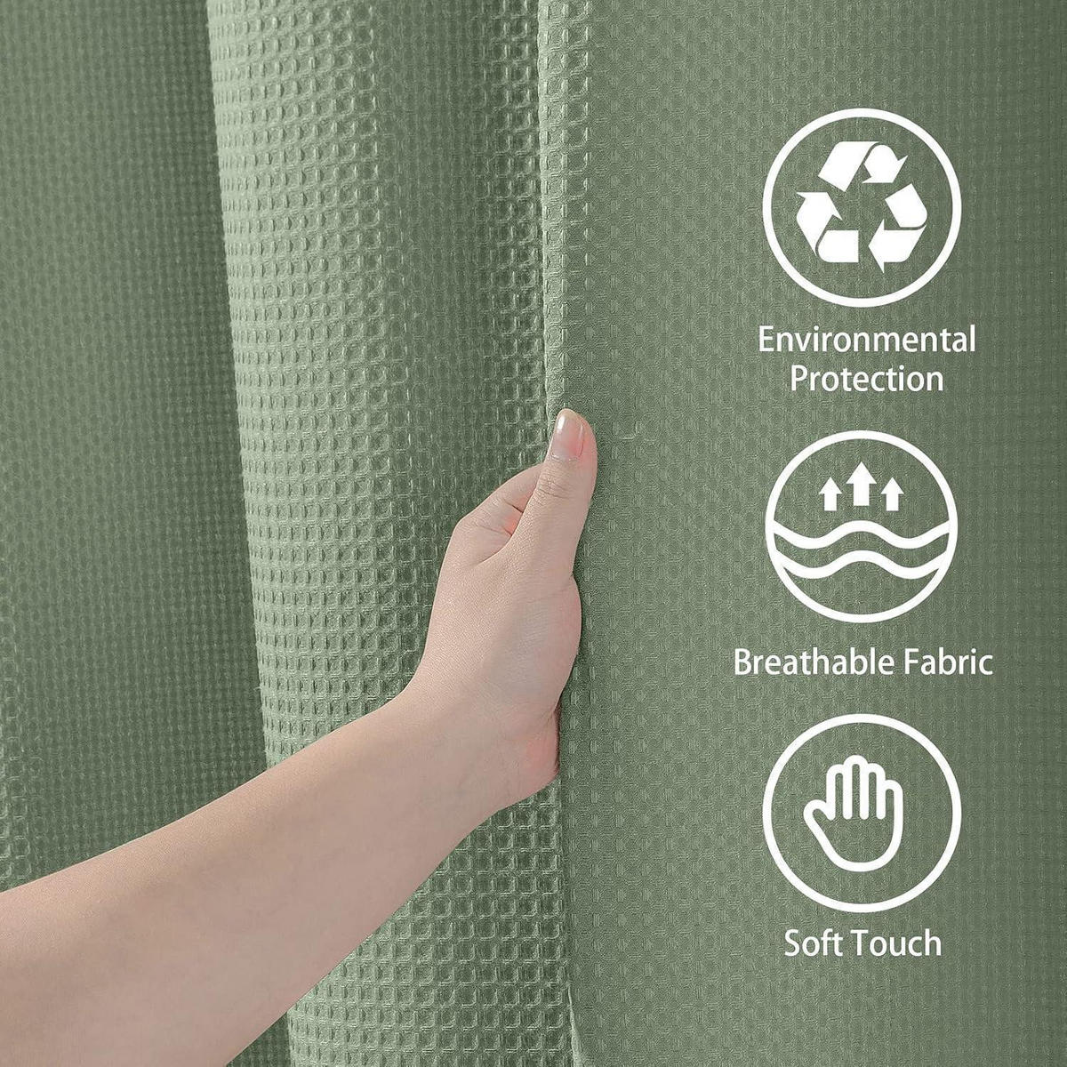 DUSCHVORHANG Waffelstruktur Grün 92 x 182 cm - Grün, Textil (92/182cm)