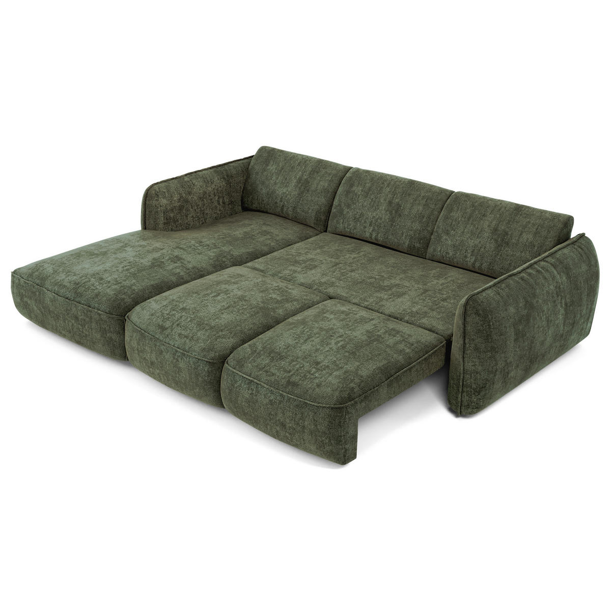 ECKSOFA RECHTS Rastervelours 274cm - Olivgrün, Textil (274/174cm) - Sia Home