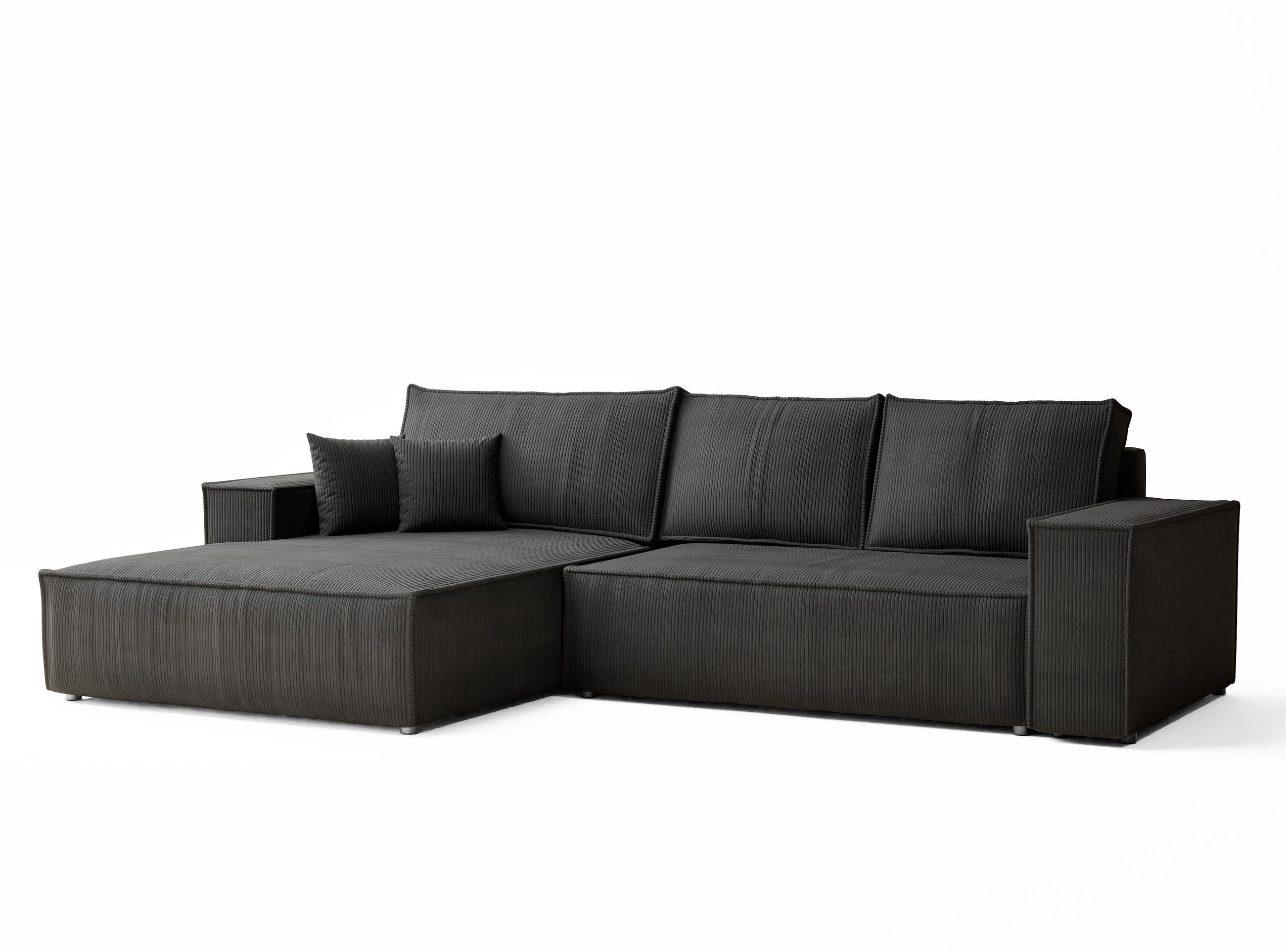 ECKSOFA MIT SCHLAFFUNKTION Maze Anthrazit Samtstoff - Anthrazit/Schwarz, Holz/Holzwerkstoff (294/185cm) - Maison de Reve