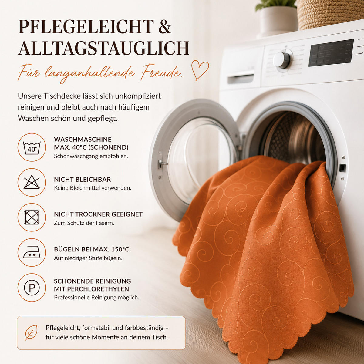 TISCHDECKE 130/220 cm Ornamente Terracotta - Terracotta, Textil (130/220cm) - TiborTex