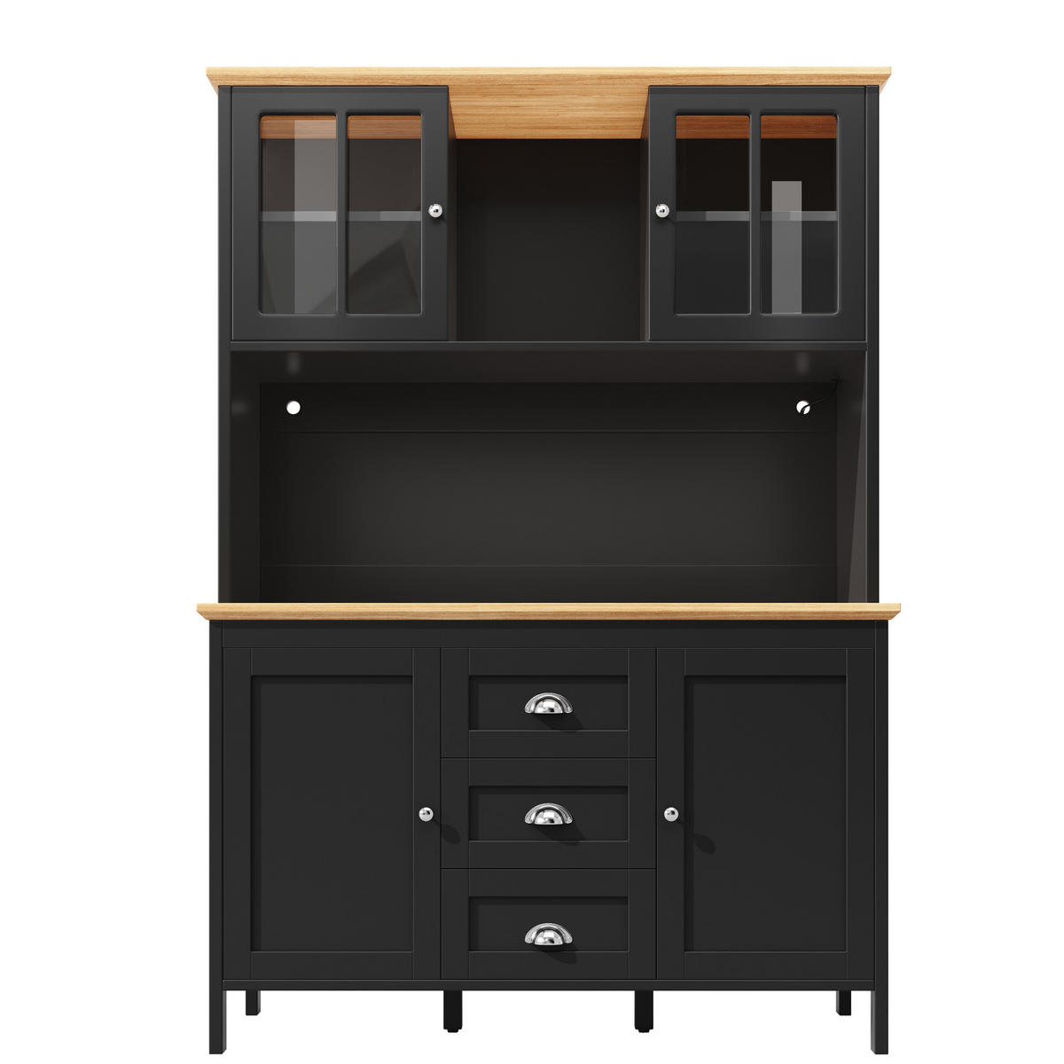 BUFFET 120/40/179 cm schwarz aus MDF/Metall mit LED - Schwarz, Holzwerkstoff (120/179/40cm) - OKWISH