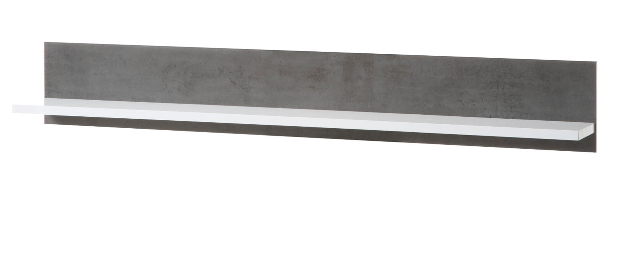 WANDBOARD weiß Hochglanz, grau Stone, Wandregal 150 cm - Weiß Hochglanz/Grau, Holzwerkstoff (150/28/23cm) - Furn.Design