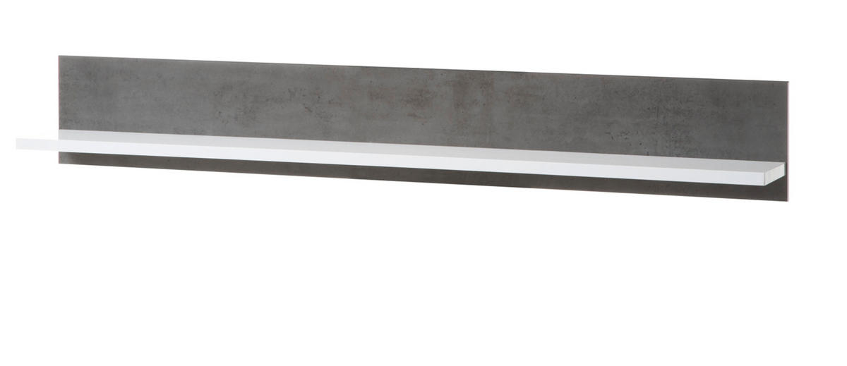 WANDBOARD weiß Hochglanz, grau Stone, Wandregal 150 cm - Weiß Hochglanz/Grau, Holzwerkstoff (150/28/23cm) - Furn.Design