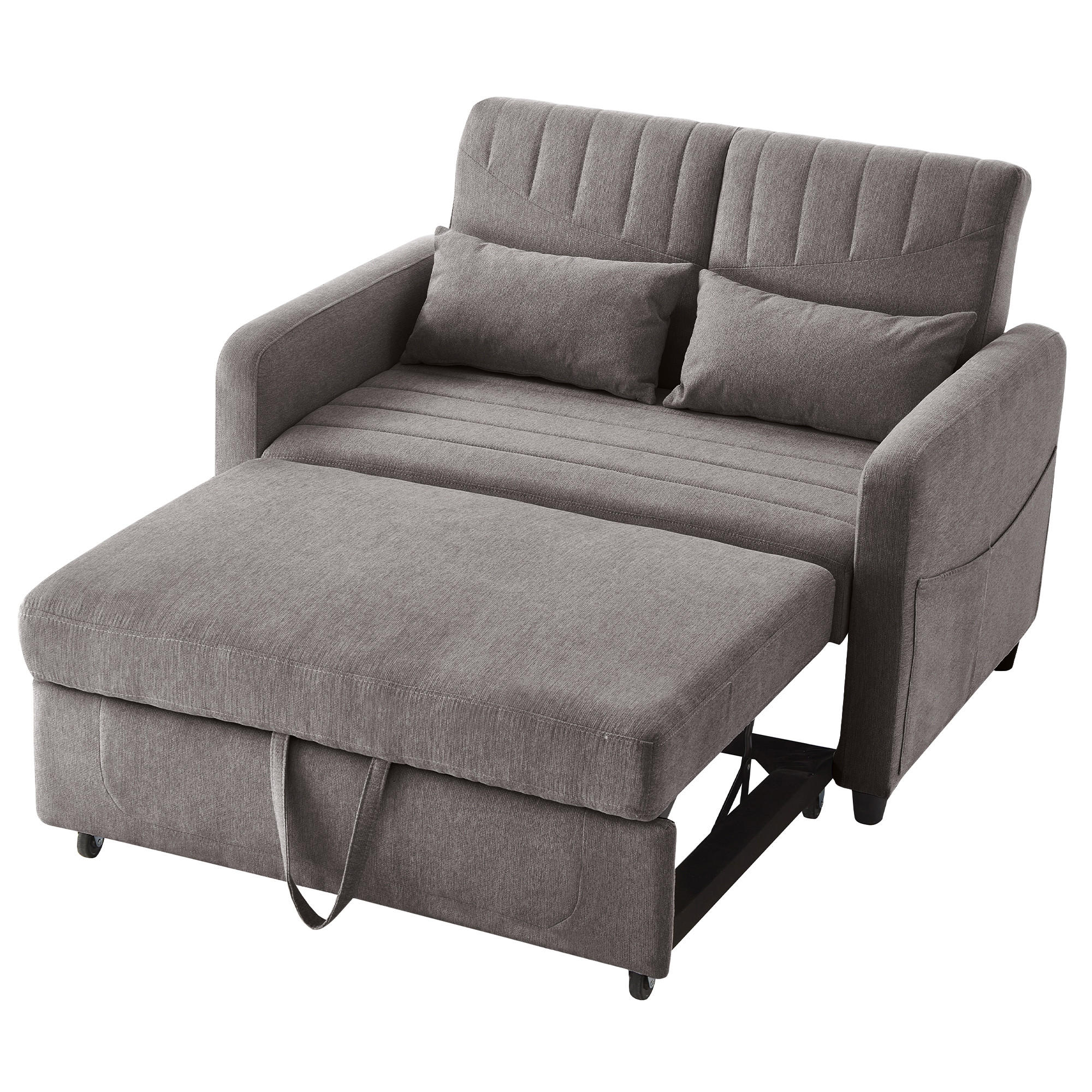 SCHLAFSOFA 2-Sitzer ausziehbar mit 3-stufiger Rückenlehne - Grau, Kunststoff (114/82.5/77cm)