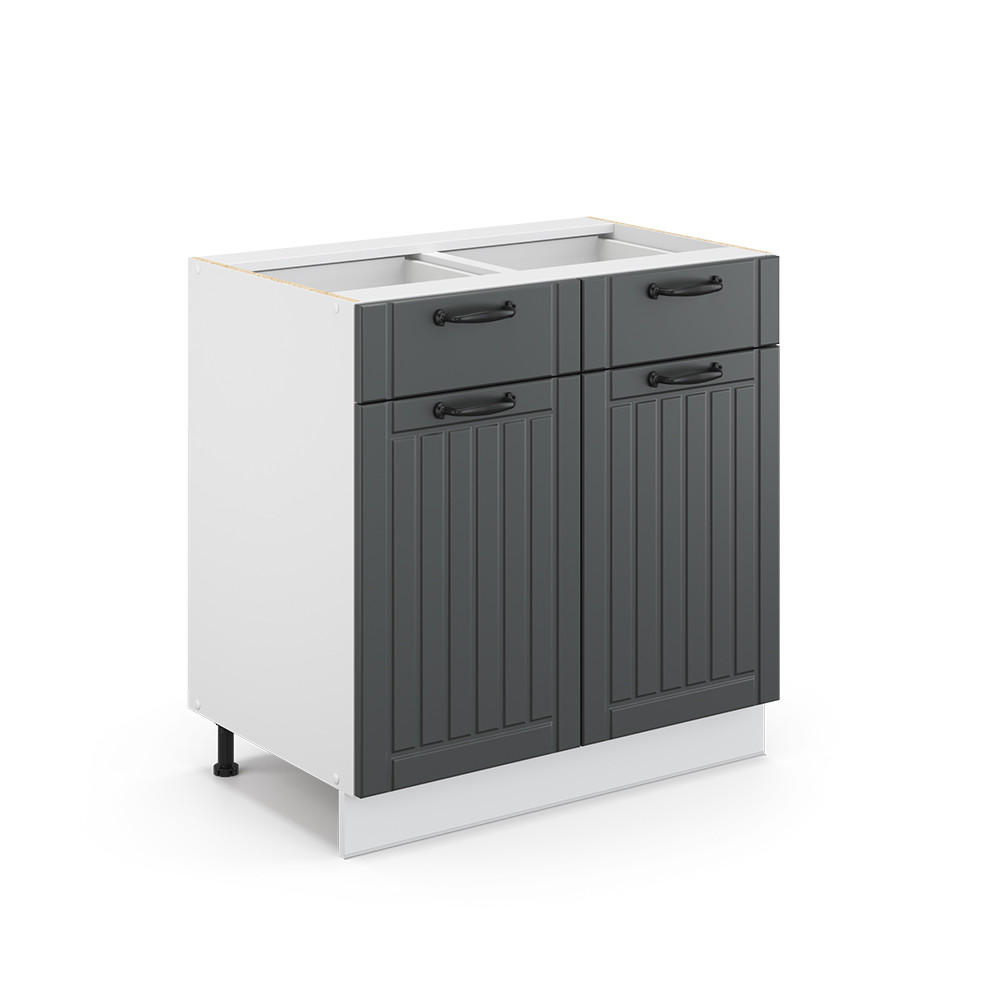 KÜCHENUNTERSCHRANK Fame-Line Anthrazit Landhaus 80 cm ohne AP - Anthrazit/Weiß, Holzwerkstoff (80/82/51.6cm) - Vicco