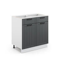 KÜCHENUNTERSCHRANK Fame-Line Anthrazit Landhaus 80 cm ohne AP - Anthrazit/Weiß, Holzwerkstoff (80/82/51.6cm) - Vicco
