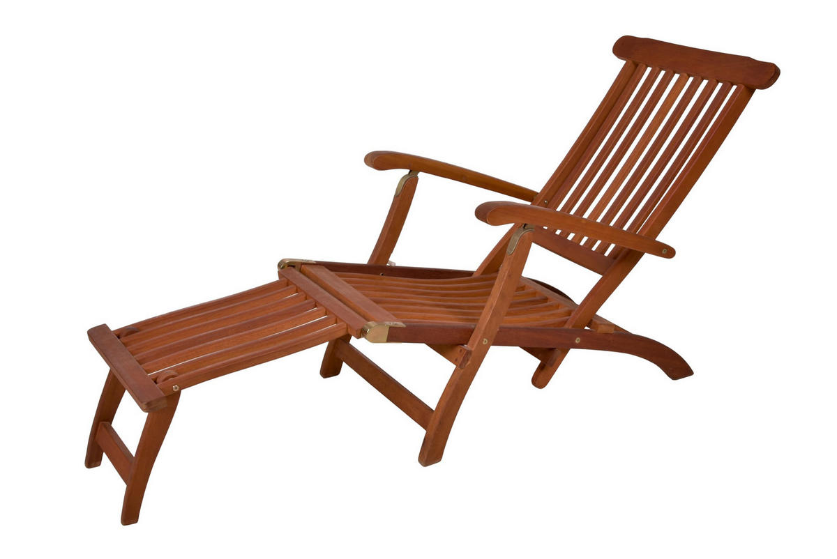 DECKCHAIR Nina verstellbar Natur Eukalyptus Liegestuhl - Naturfarben, Holz (56/92/163cm) - DELUKE