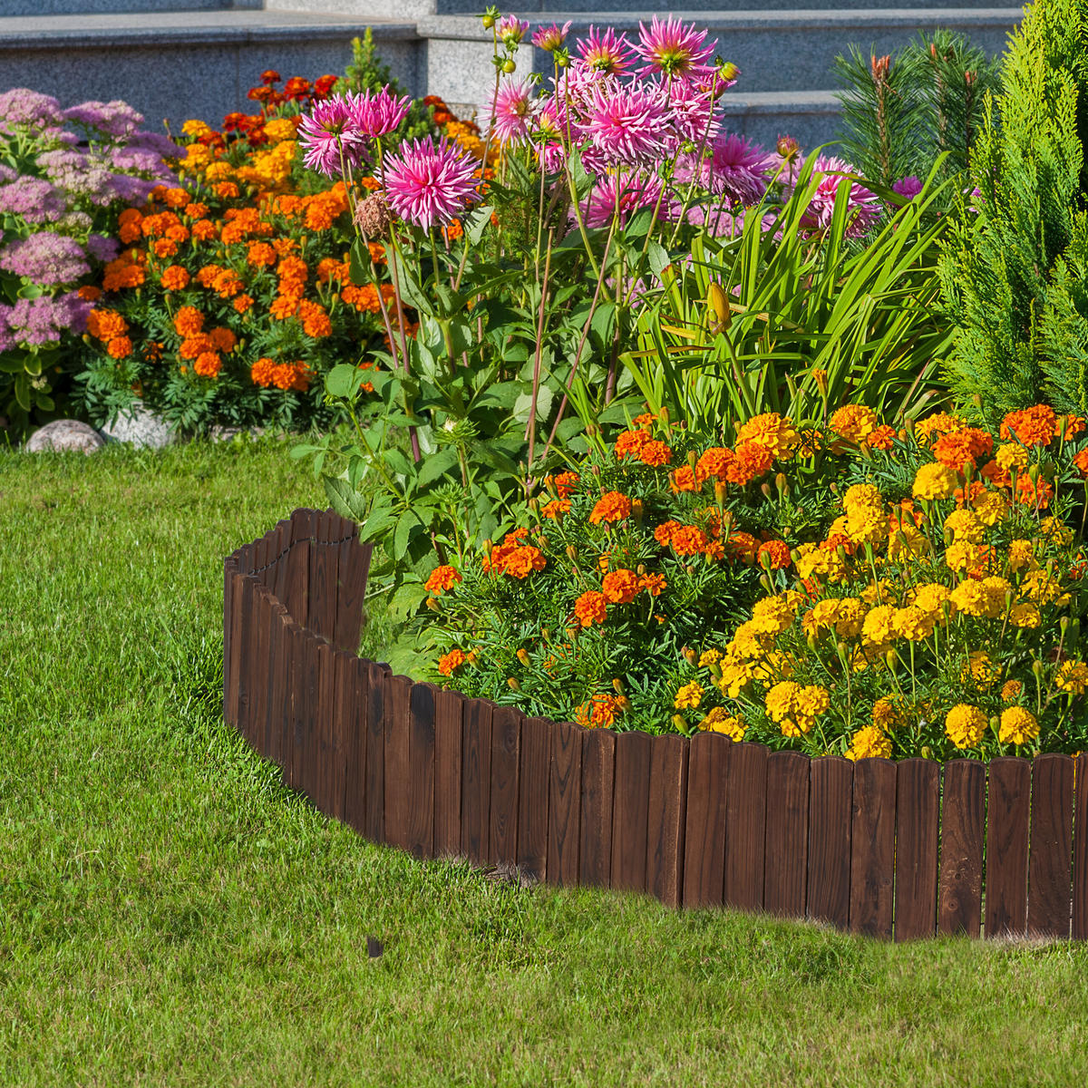 BEETEINFASSUNG - Dunkelbraun, Holz (200/35/1cm) - Relaxdays