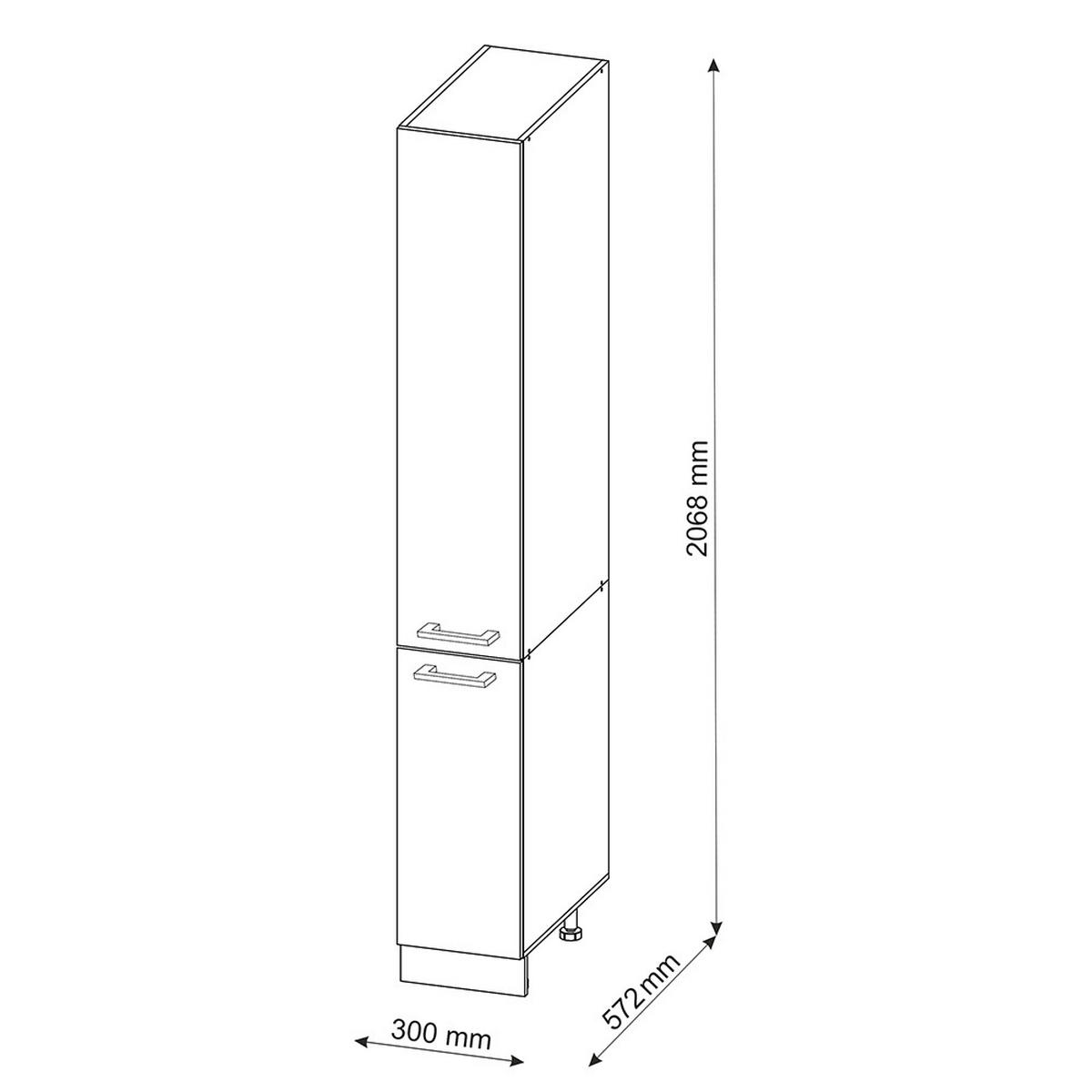 HOCHSCHRANK R-Line Anthrazit Hochglanz 30 cm mit Türen - Anthrazit/Weiß, Holzwerkstoff (30/207/57.2cm) - Vicco