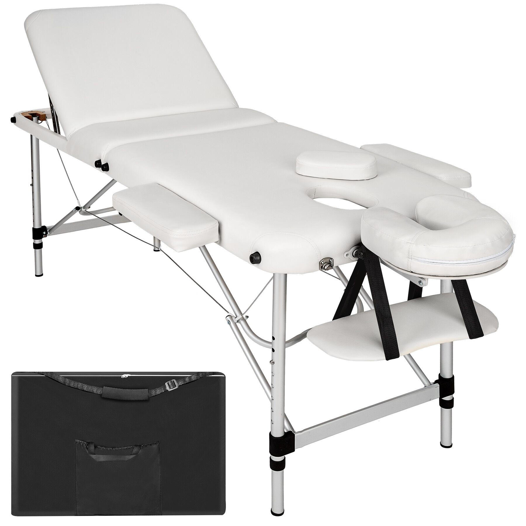 MASSAGELIEGE 3 Zonen, 210 x 95 x 90 cm,weiß - Weiß, Metall (61/68/180cm) - tectake