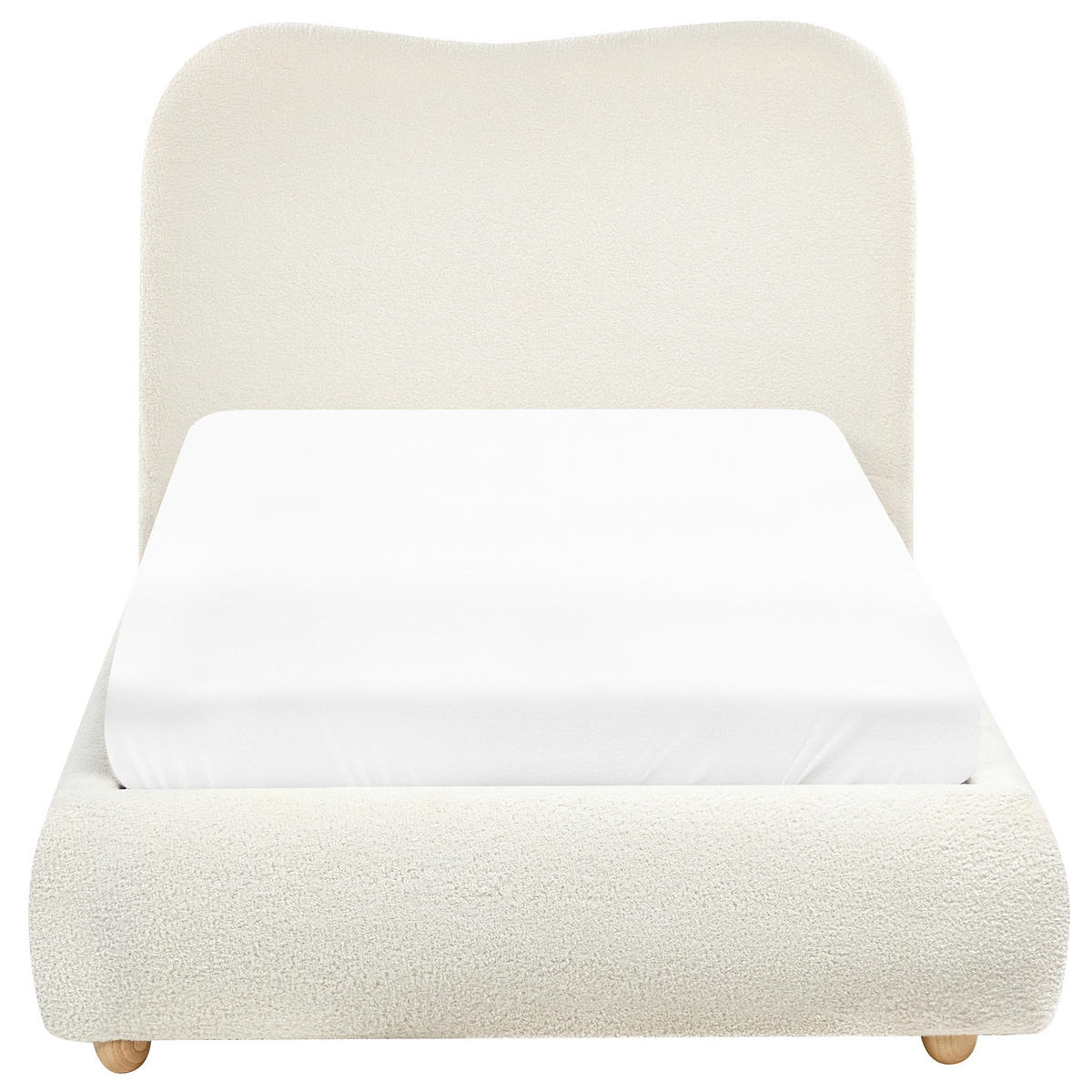POSTEL s úložným prostorem 90/200 cm Bouclé Krémově bílá Blagnac - krémová, textil (90/200cm) - Beliani