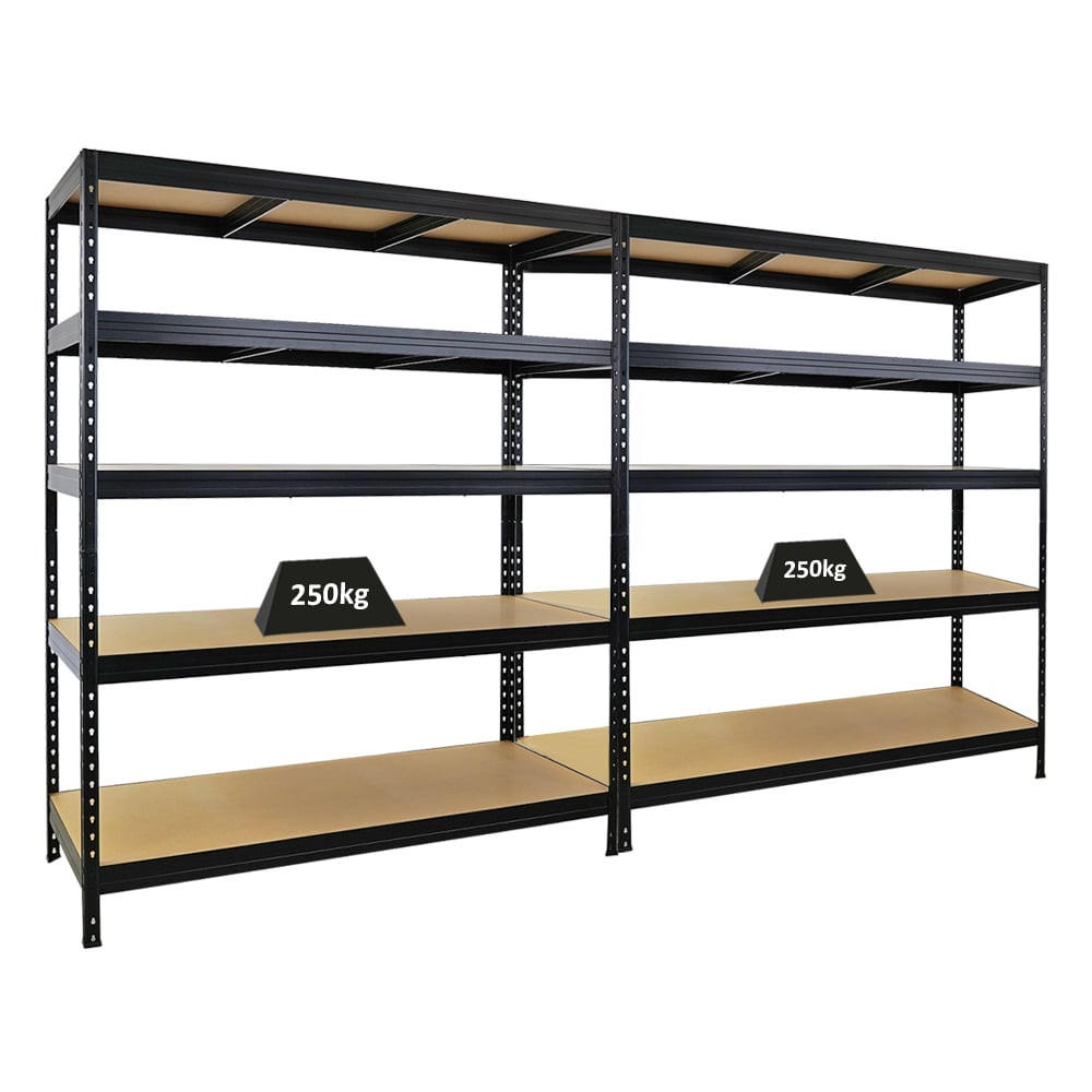 SCHWERLASTREGAL 2er-Set Rivet 180x150x60cm Fachlast 250kg Schwarz - Schwarz, Metall (300/180/60cm) - PROREGAL