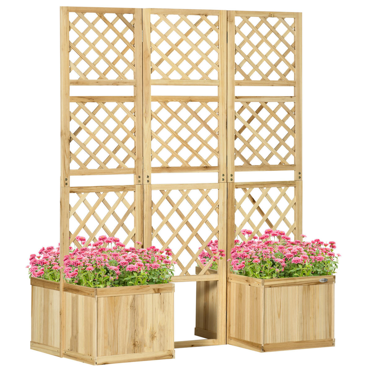 BLUMENKASTEN DE-09857 dreifach klappbar mit 4 Blumenkästen Naturfarbe - Naturfarben, Holz - ComfortXL
