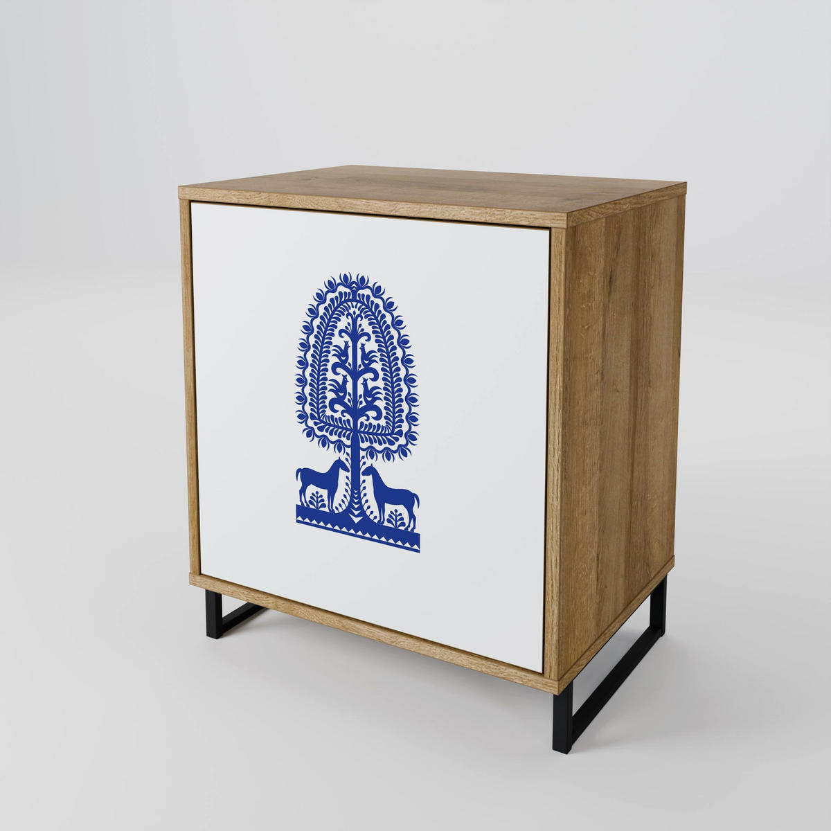 SIDEBOARD POLISH FOLK ART, Eichefarben, 57,5x42x57,5 cm, Ohne Füße - Eichefarben/Multicolor, Holzwerkstoff (57.5/57.5/42cm) - SpaceRebels
