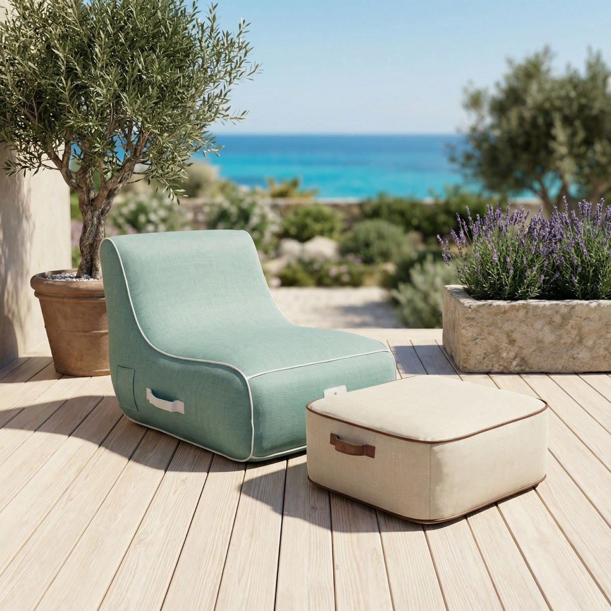 LOUNGESESSEL RIVIERA Grün - Mintgrün/Grün, Kunststoff/Textil (75/75/75cm) - Coco Lounge