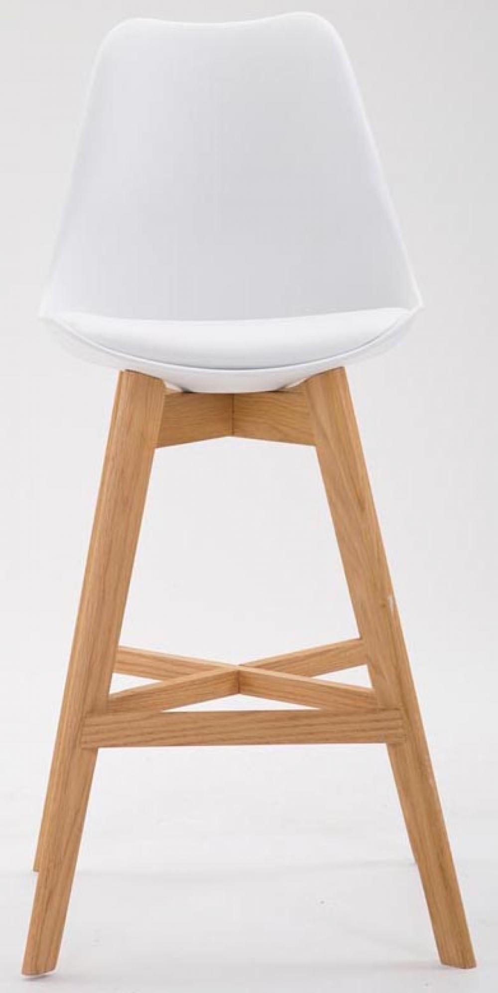 BARHOCKER 2er Set Kunststoff weiß - Eukalyptusholzfarben/Weiß, Holz/Kunststoff (48/112/56cm) - CLP