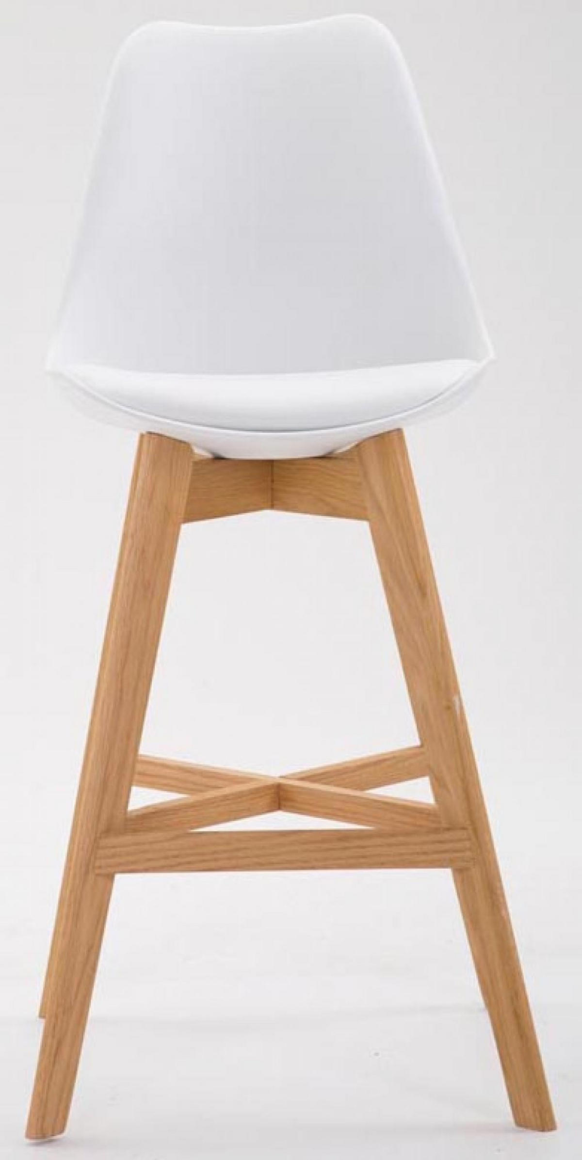 BARHOCKER 2er Set Kunststoff weiß - Eukalyptusholzfarben/Weiß, Holz/Kunststoff (48/112/56cm) - CLP