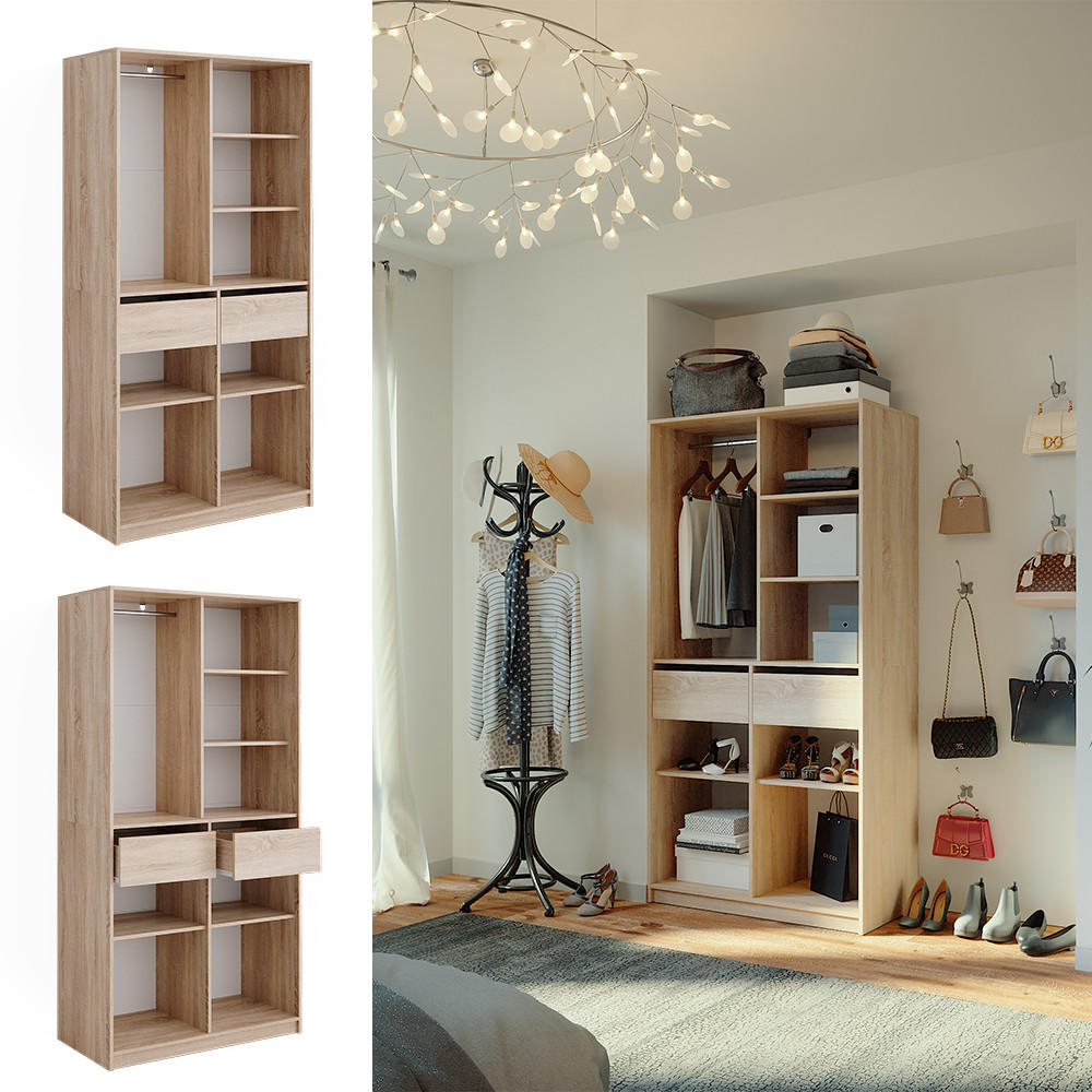 KLEIDERSCHRANK Elmo Sonoma 100 x 200 cm mit 2 Schubladen - Sonoma Eiche, Holzwerkstoff (100/200/50cm) - Vicco