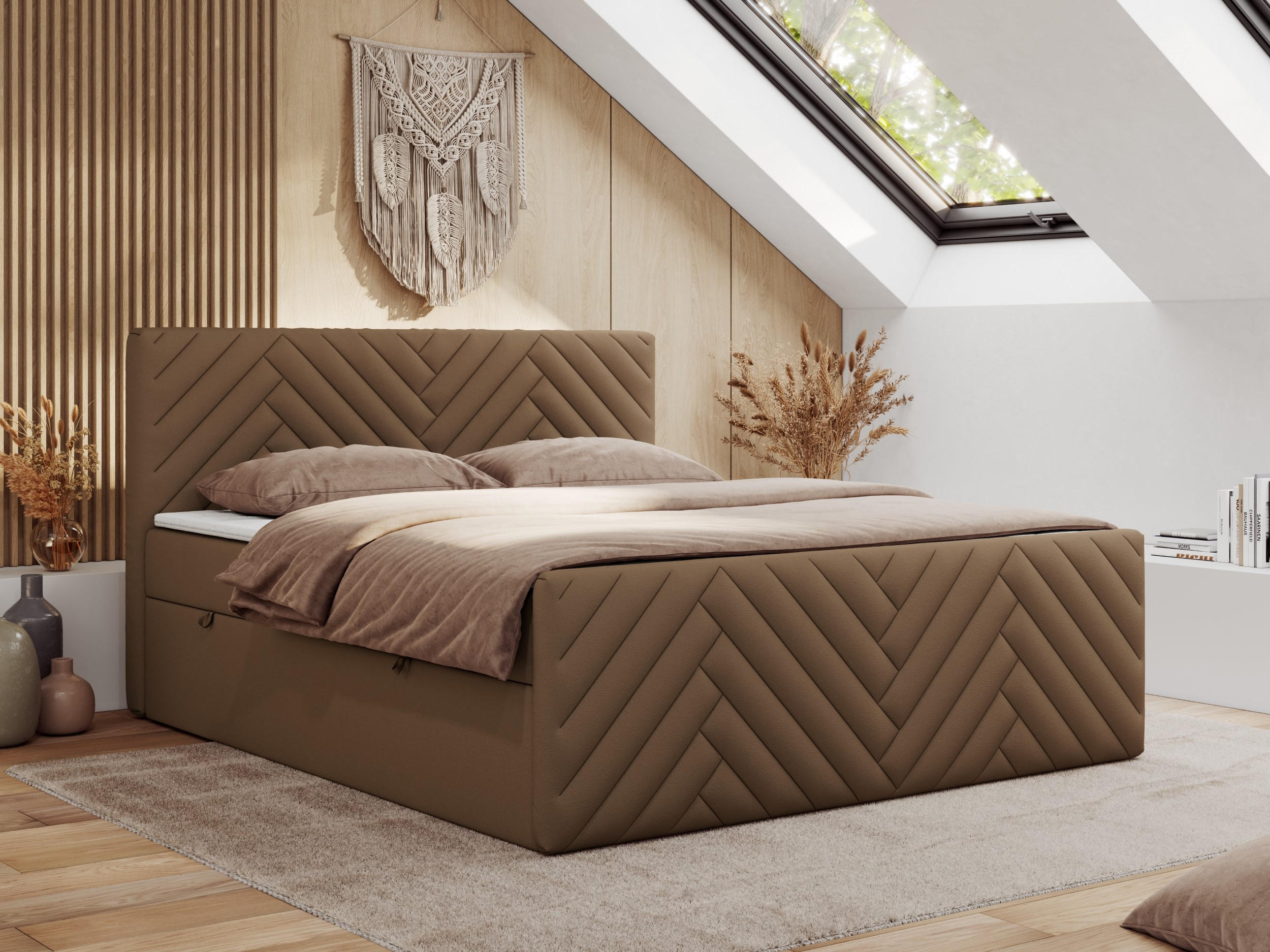 BOXBETT PARIS DUO 120/200 - Braun Kunstleder - H3 - Braun, Holz/Textil (120/200cm) - MKS