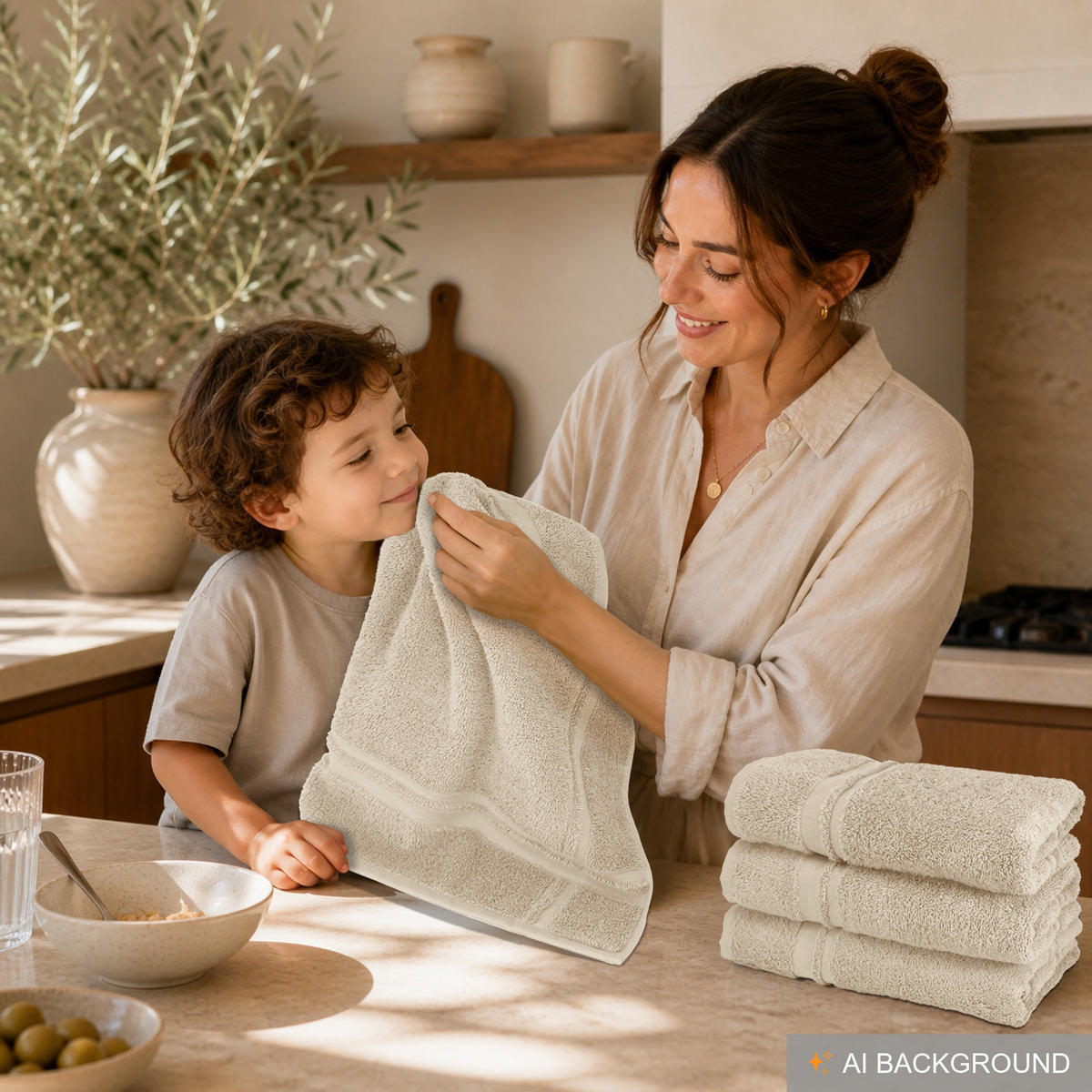 FROTTEE Küchenhandtücher 50x50 cm, 4er Set, Natur - Naturfarben, Textil (50/50cm) - Lashuma