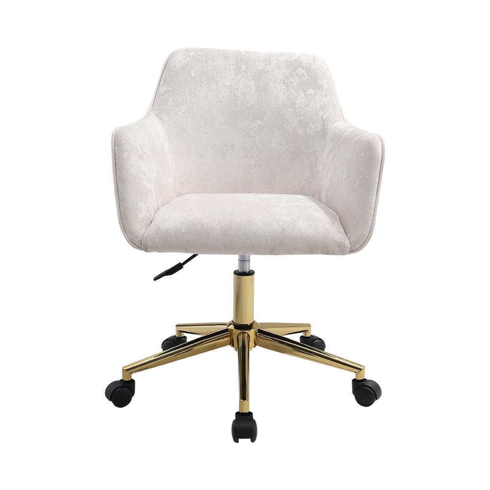 SCHREIBTISCHSTUHL Höhenverstellbar 360°-Drehbar Armlehnen Rollen Samt Beige - Beige/Goldfarben, Textil/Metall (60/88/50cm) - Livingandhome