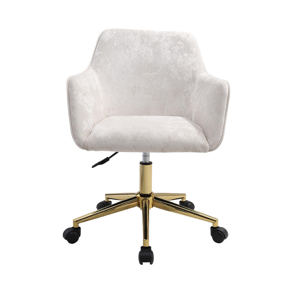SCHREIBTISCHSTUHL Höhenverstellbar 360°-Drehbar Armlehnen Rollen Samt Beige - Beige/Goldfarben, Textil/Metall (60/88/50cm) - Livingandhome