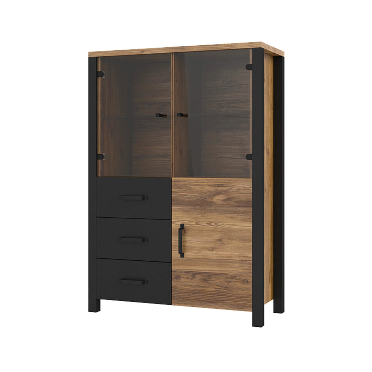 GESCHIRRSCHRANK Lyam Holz und Schwarz - Schwarz, Holzwerkstoff (101/146/43cm) - Petits-meubles