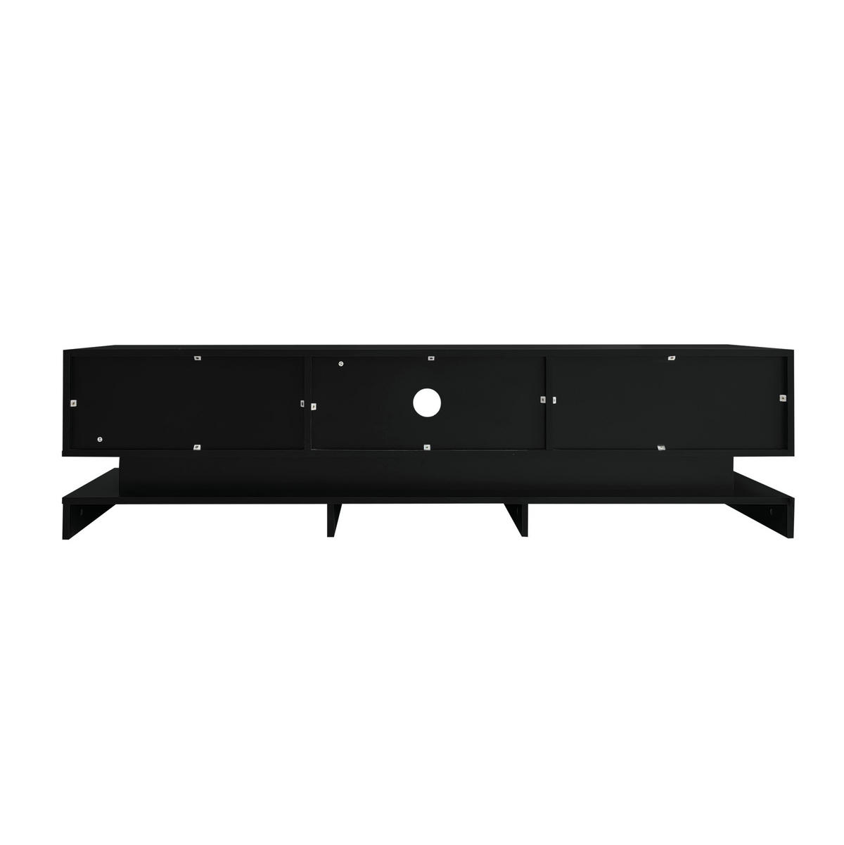 TV-LOWBOARD aus Spanplatte 160x35x40,5 cm Schwarz mit LED-Beleuchtung, 2 Schubladen und App-Steuerung - Schwarz, Holzwerkstoff (160/40.5/35cm) - IVMEU