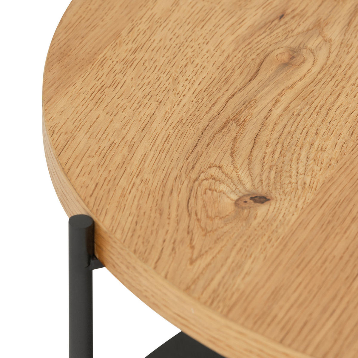 FURNIERTER COUCHTISCH - Eiche / Schwarz - Eichefarben, Holzwerkstoff/Metall (60/60/40cm) - home24