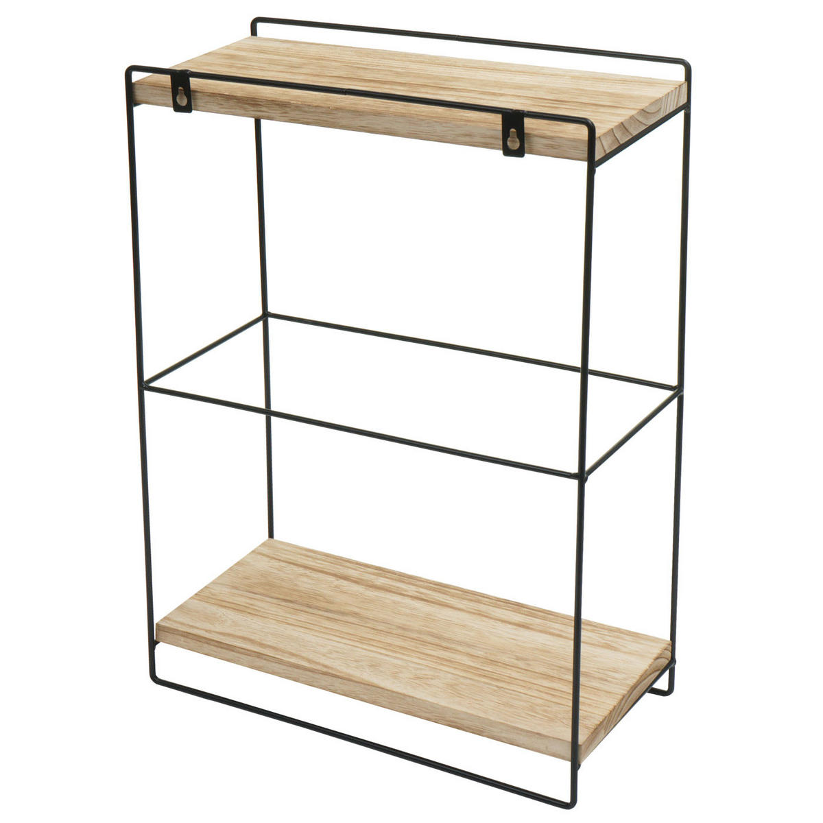 WANDREGAL 50x35x17cm Massiv-Holz Metall Industrial 2 Regalböden Natur - Naturfarben, Metall (35/50/17cm) - BERLINLODGE