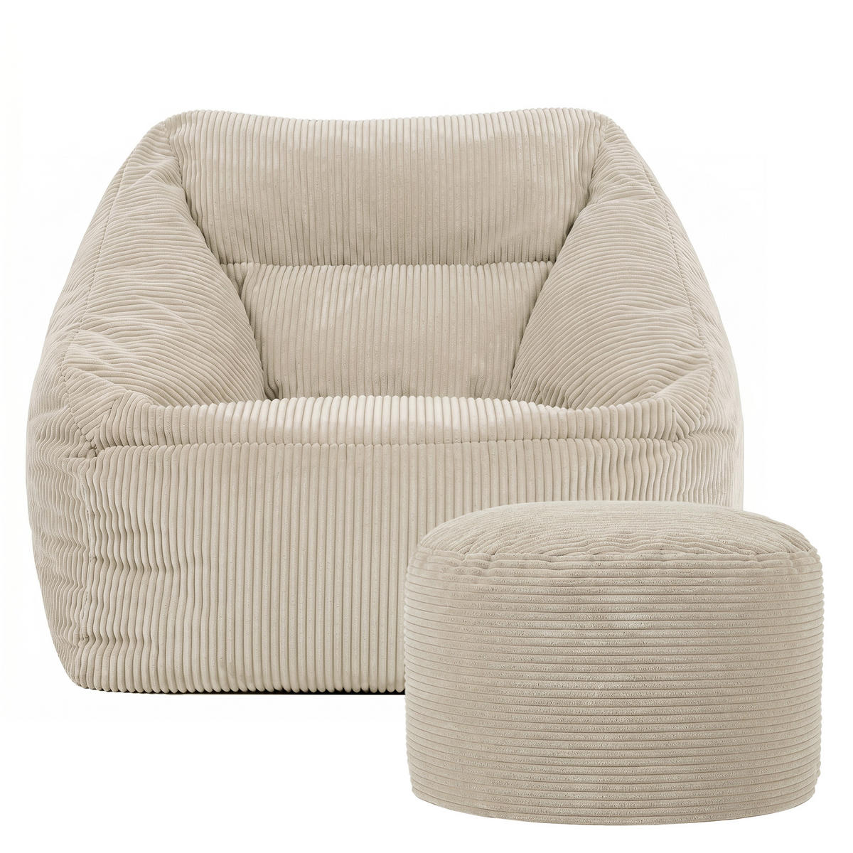 SITZSACK Sessel Natalia mit Sitzpouf - Beige, Textil (100/80/88cm) - icon