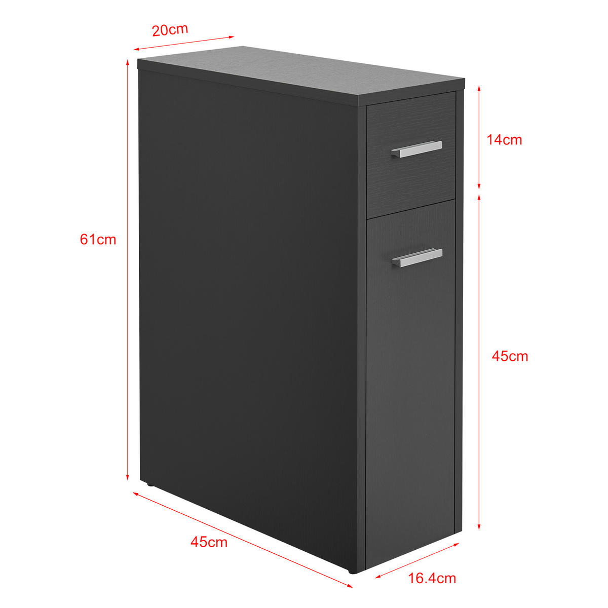 SEITENSCHRANK Kauhajoki - Dunkelgrau, Holzwerkstoff (20/61/45cm) - [en.casa]