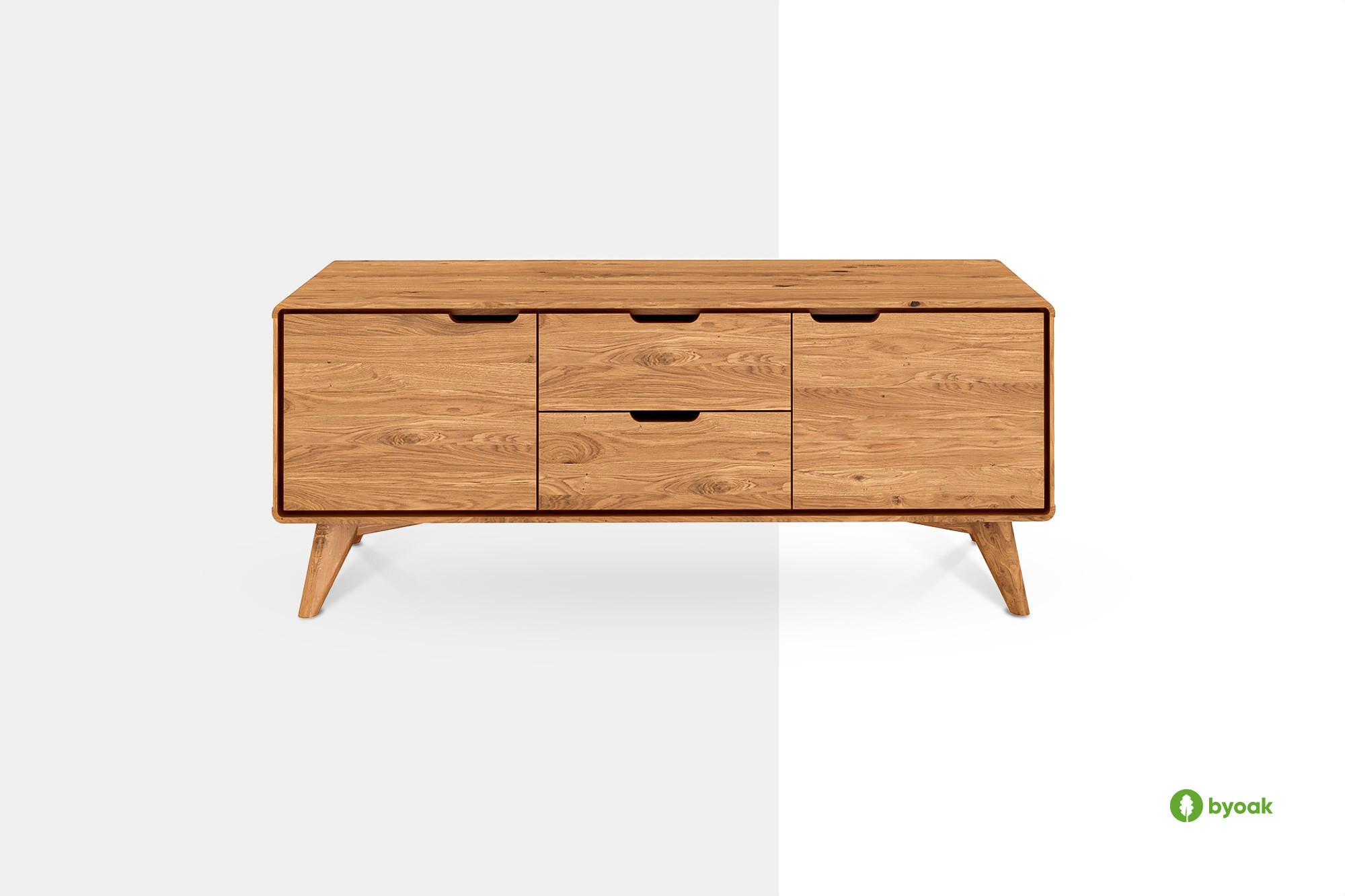 KOMMODE NIEDRIG GREG Wildeiche - Wildeiche, Holz (134/48/40cm) - byoak