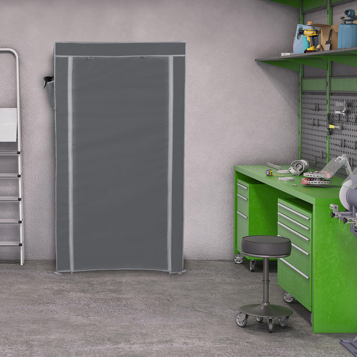 SCHUHSCHRANK - Grau, Kunststoff/Textil (86/158/30cm) - Relaxdays