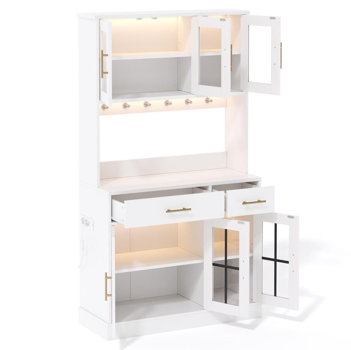 BUFFET 100/40/180 cm Weiß aus MDF mit LED-Beleuchtung - Weiß, Holzwerkstoff (100/180/40cm) - OKWISH