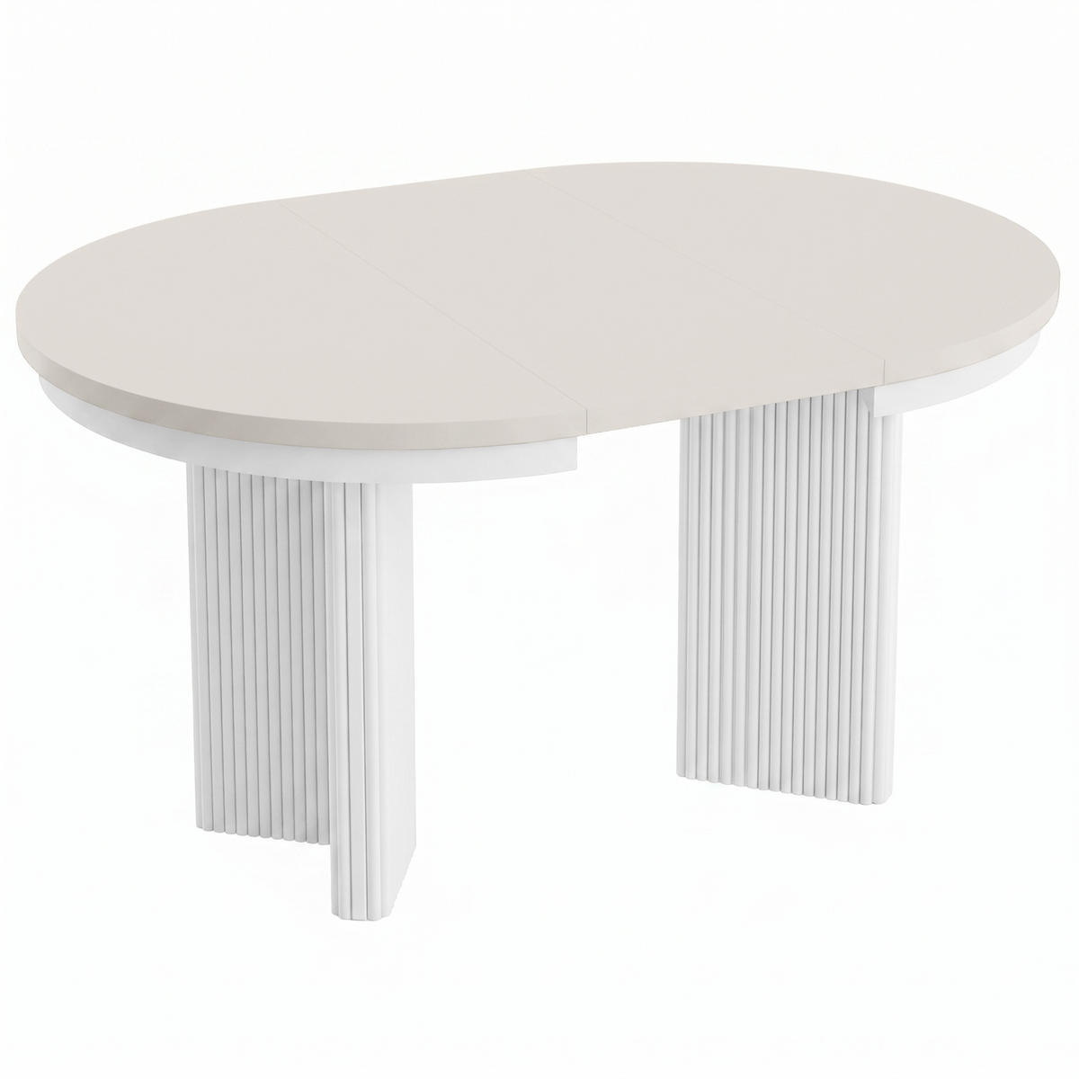 ESSTISCH Prestige runder Design-Tisch, ausziehbar Ø 100–180 cm, Weiß+Kaschmir - Kaschmir/Weiß, Metall (100/100/77cm) - Beautysofa
