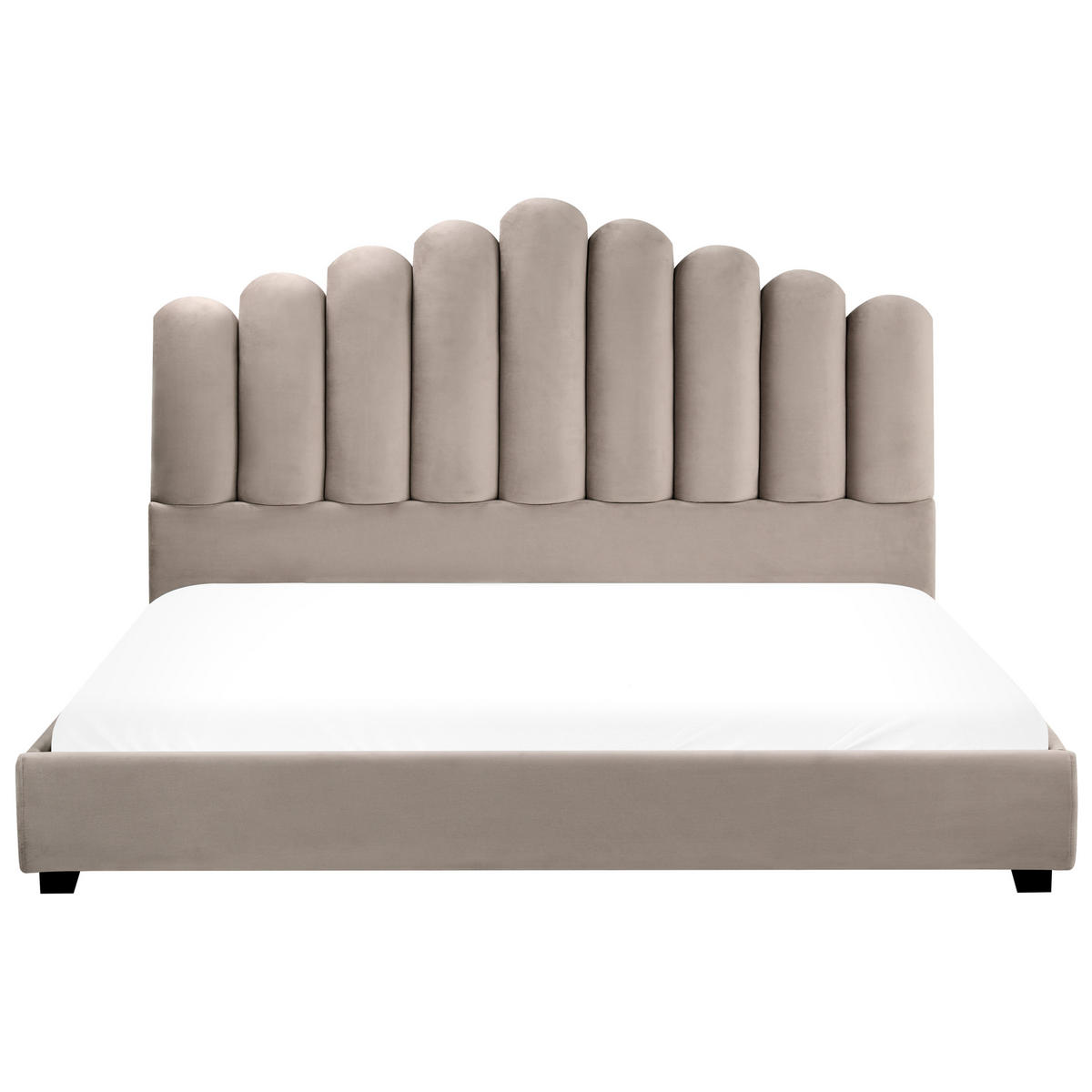 BETT mit Lattenrost 180/200 cm Taupe Vincennes - Taupe/Schwarz, Textil (180/200cm) - Beliani