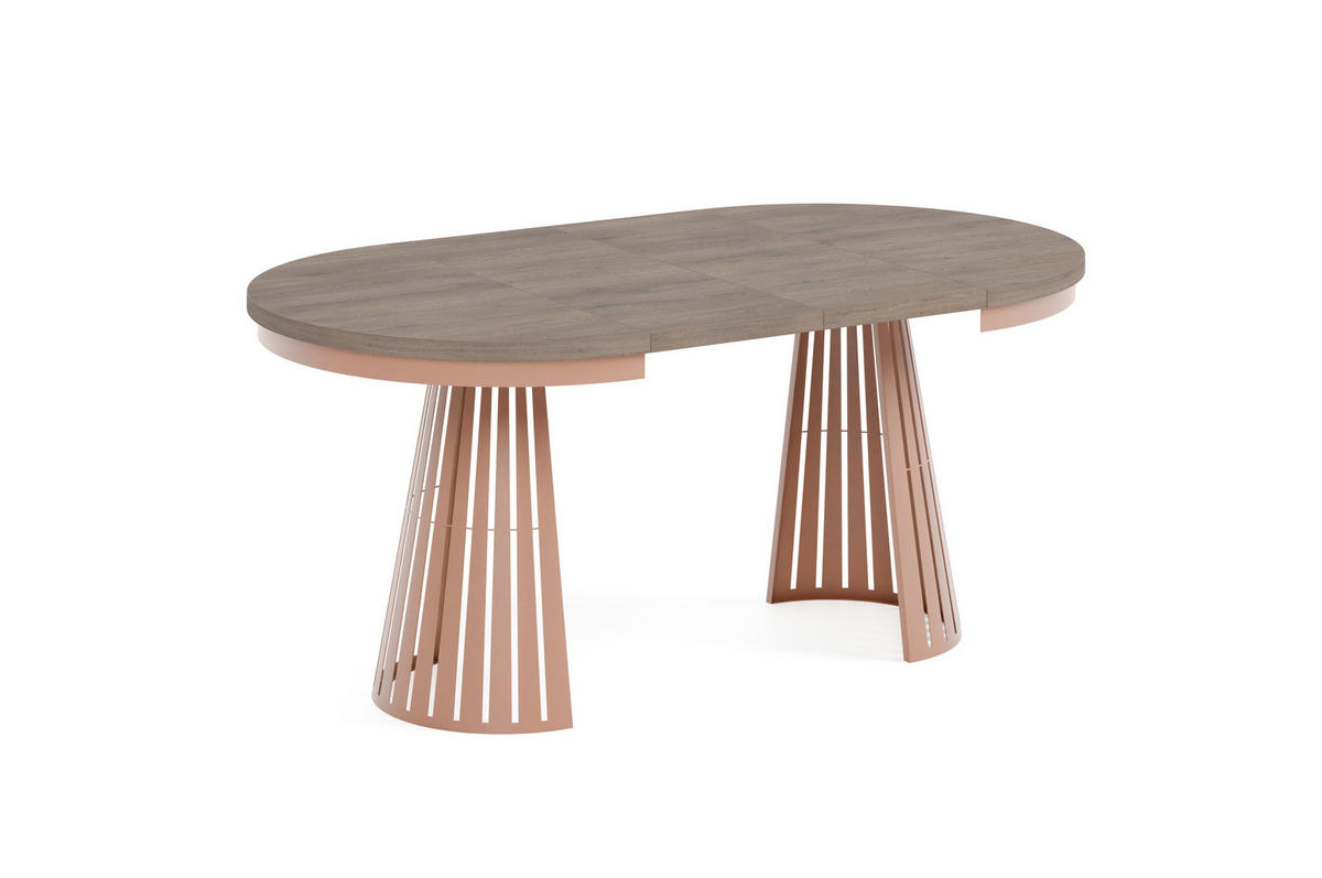 ESSTISCH Cone Bis - Sandfarben/Kupferfarben, Holzwerkstoff/Metall (100/100/76cm) - Meblini