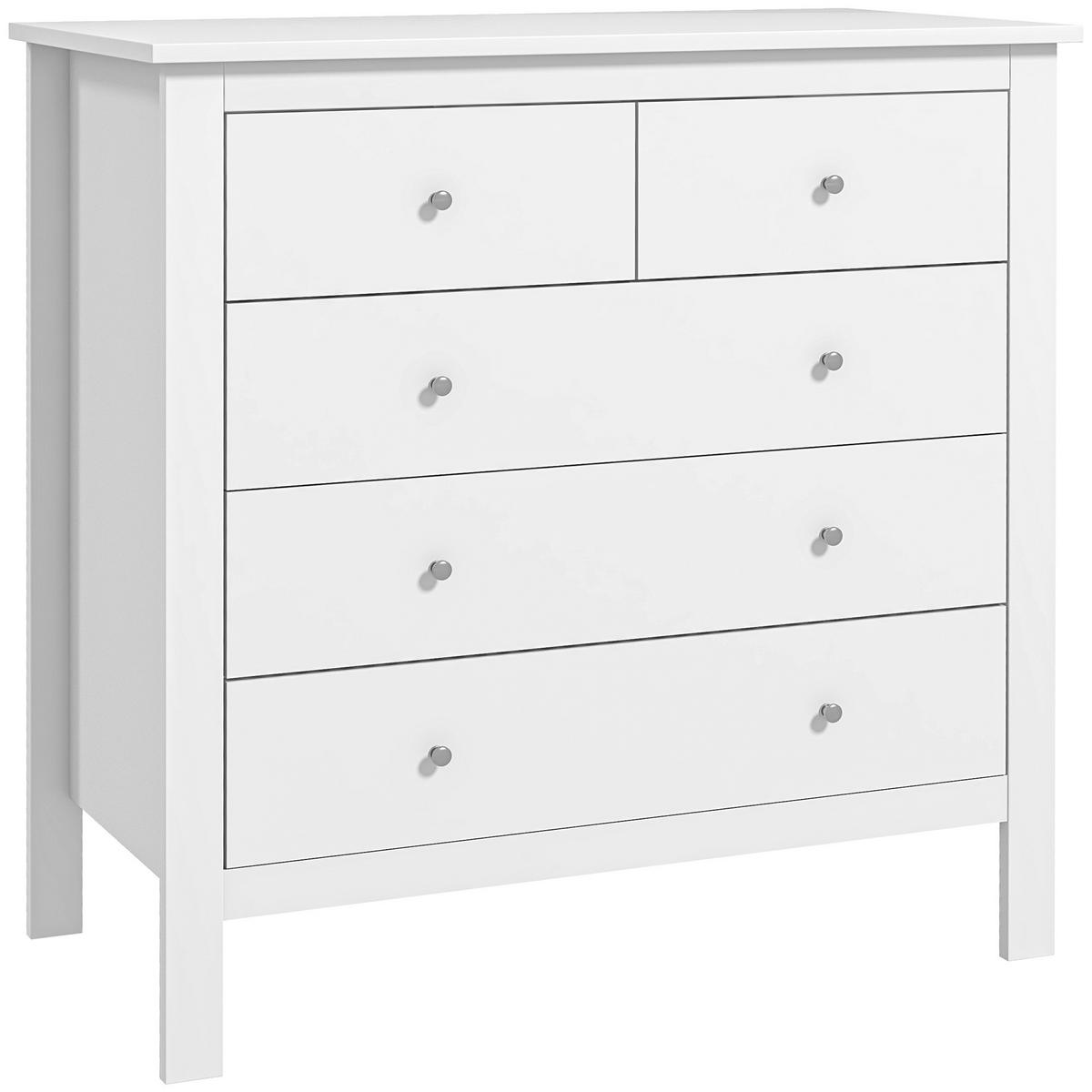 KOMMODE Beistellschrank mit 5 Schubladen Sideboard mit Anti-Kipp-Schutz Weiß - Weiß, Metall (39.5/80.5/79cm) - HOMCOM