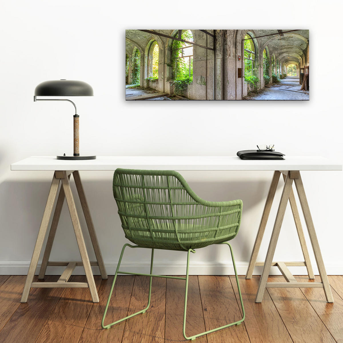 GLASBILD 80x30 cm Lost Place Architektur - Gelb, Glas (80/30cm) - artissimo