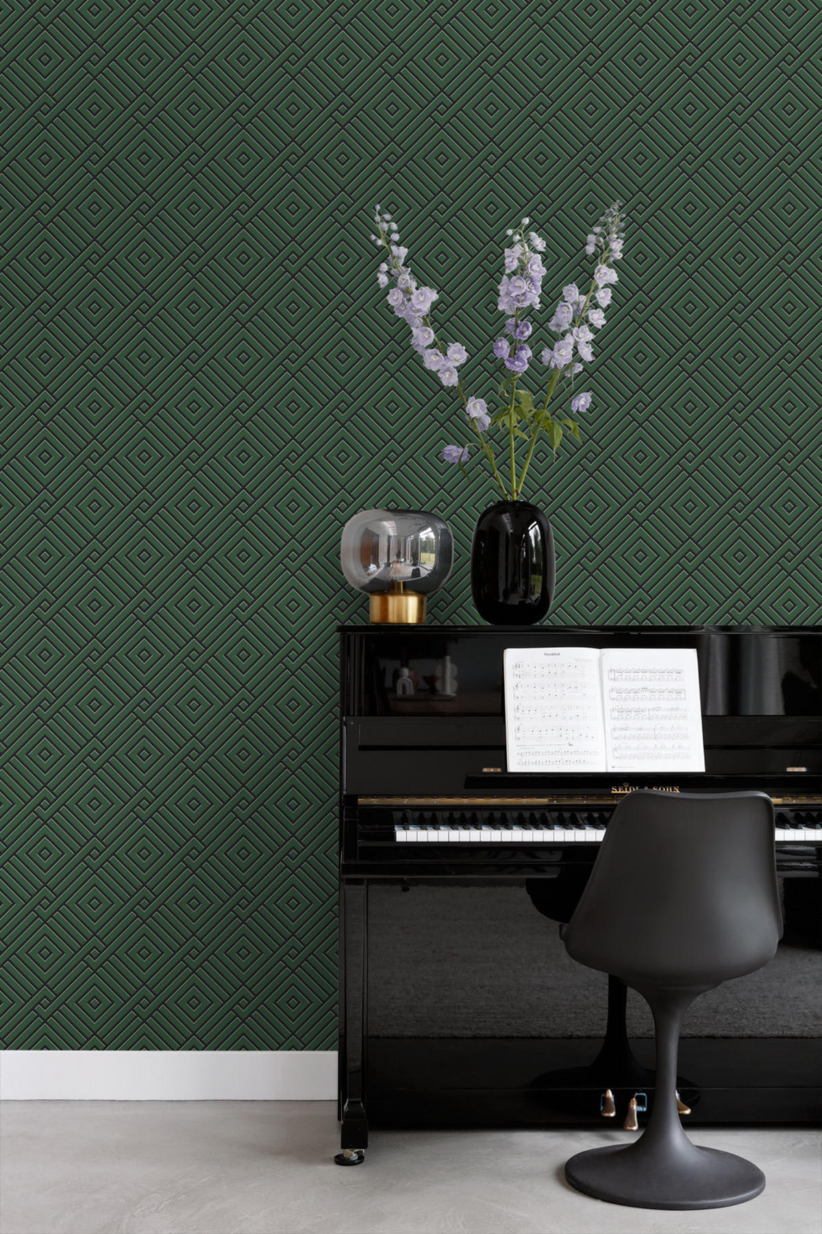 TAPETE 3D grafisches Motiv 50 x 900 cm - Grün, Papier (50/900cm) - Origin Wallcoverings