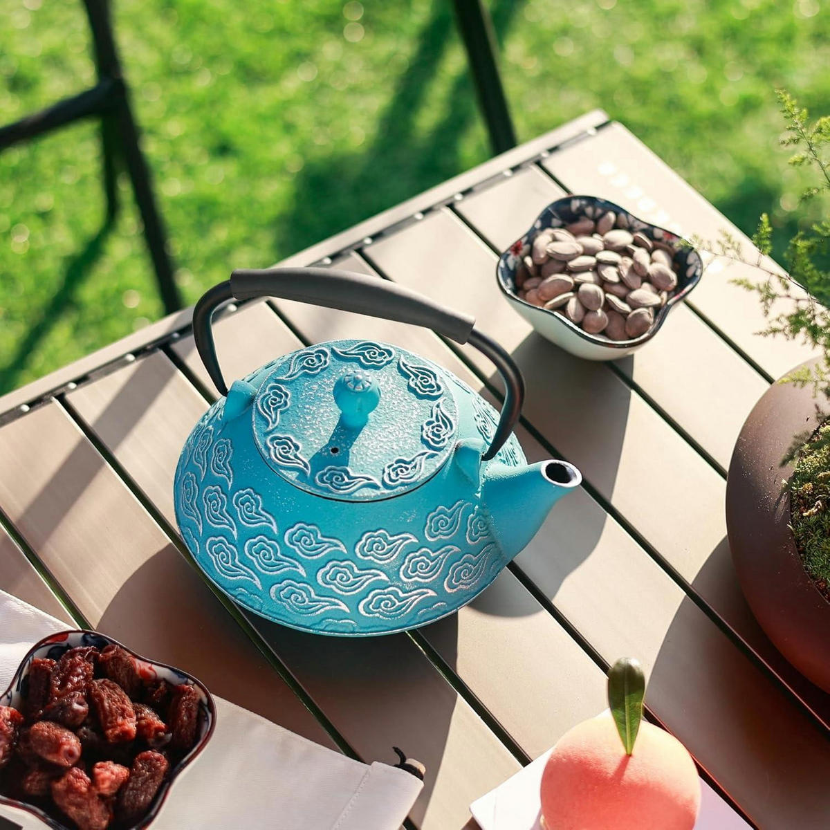 TEEKANNE aus Gusseisen 800 ml Himmelblau - Türkis, Metall (9/7.5cm)