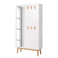 GARDEROBENSCHRANK mit Spiegel - Weiß / Eiche - Eichefarben/Weiß, Holzwerkstoff (100/190/34cm) - home24
