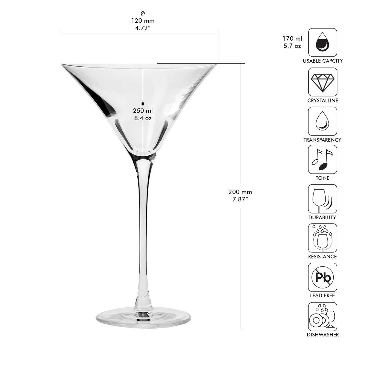 MARTINIGLÄSER, 6er-Set, 250 ml - Transparent, Glas (0.25L) - Krosno Glass