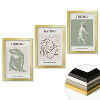 WANDBILDER 3er Set - 20x30 cm Goldrahmen - Stilvolle minimalistische Charaktere - Goldfarben, Kunststoff (20/30cm) - ArtPrintCave