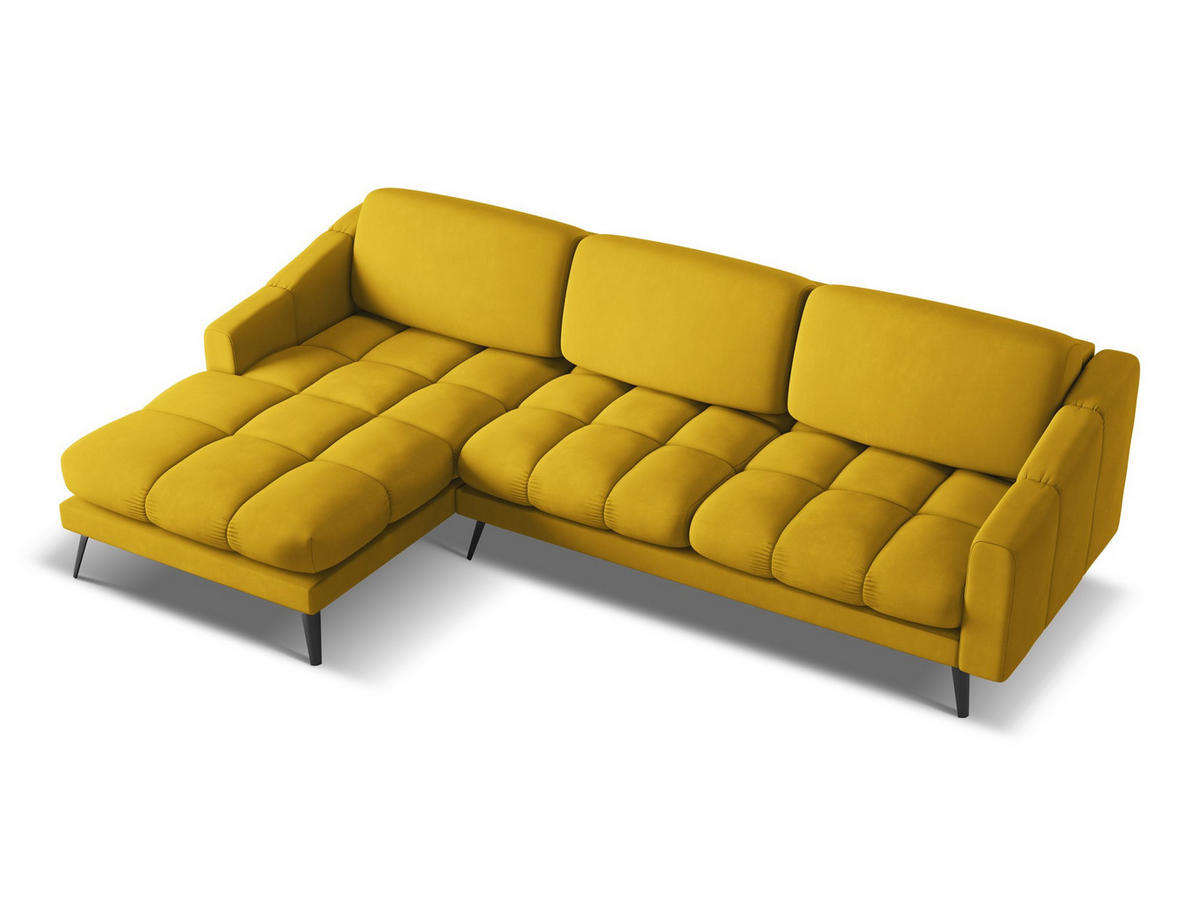 ECKSOFA Links Chenille Stoff Gelb - Currygelb/Gelb, Textil/Metall (160/264cm) - Makamii